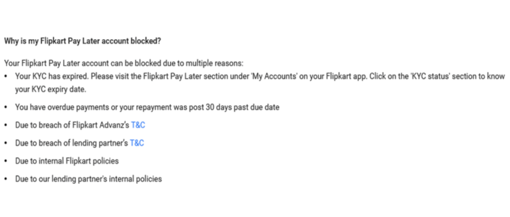 Flipkart Pay Later Blocked Reasons