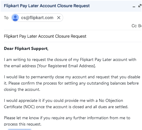 Flipkart Pay Later Account Closure Request